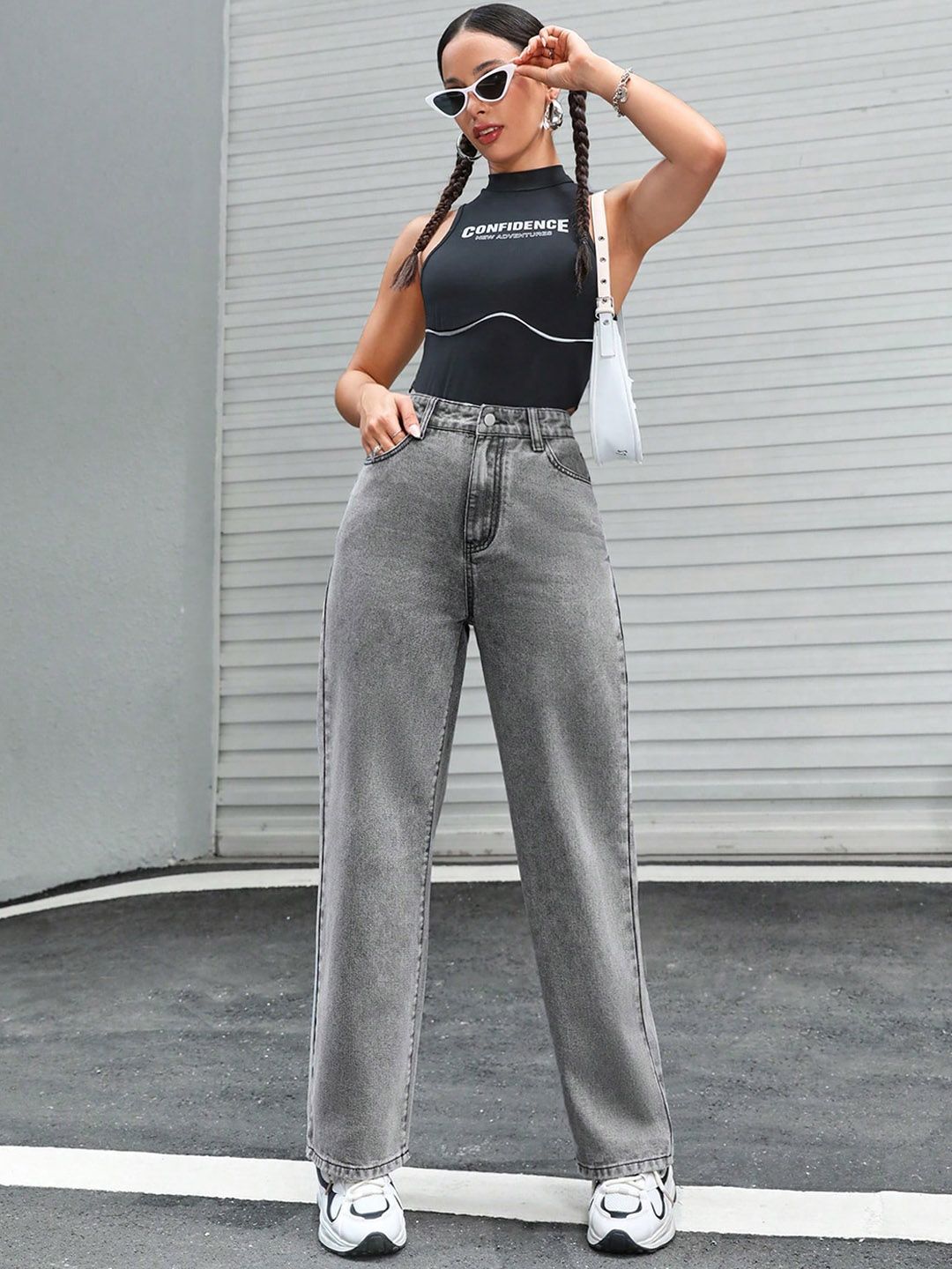 Kotty Women Blue Jean Straight Fit High-Rise Heavy Fade Stretchable Jeans