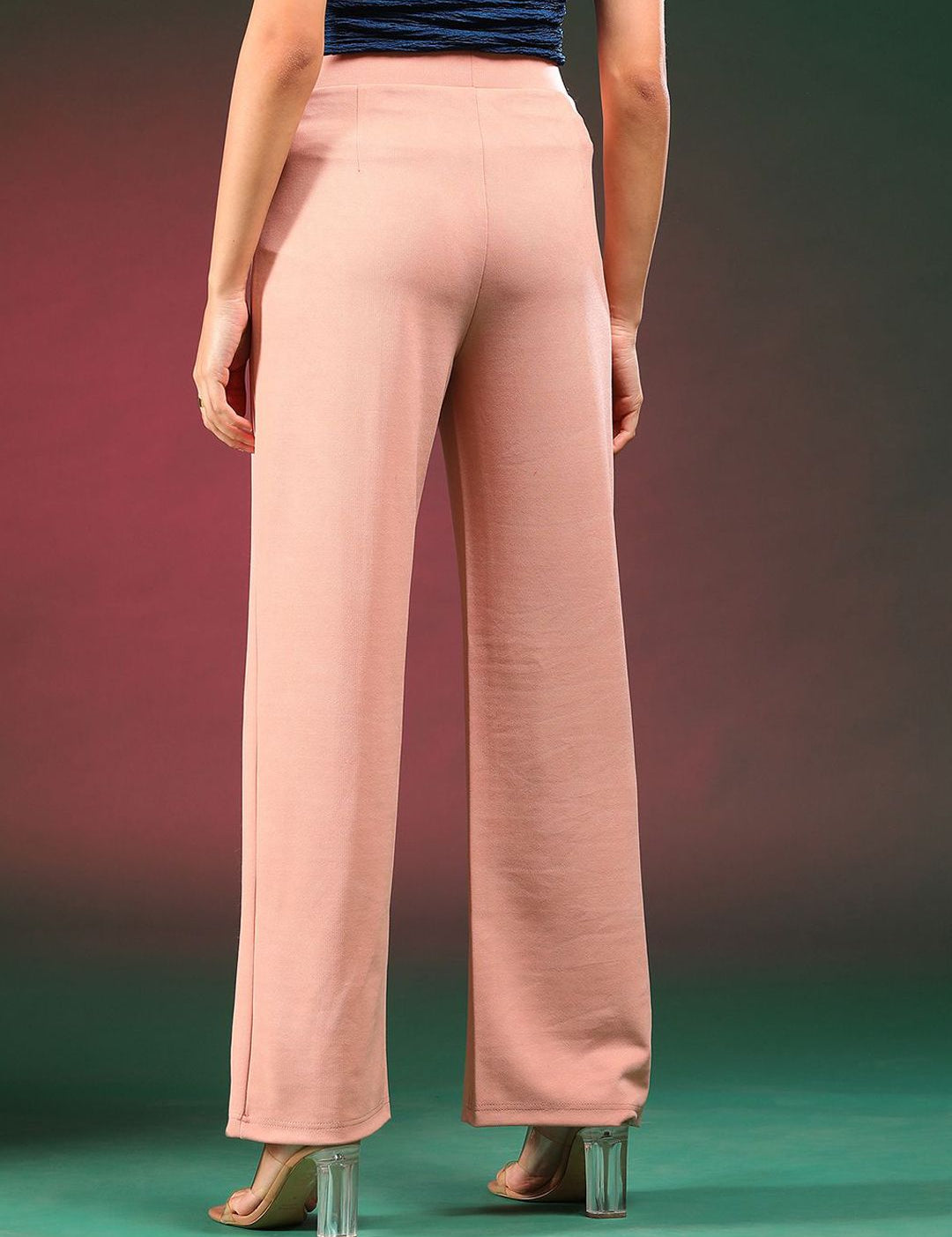 Kotty Women Relaxed Straight Fit High-Rise Easy Wash Regular Trousers