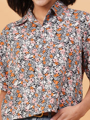 Kotty Black Floral Printed Casual Shirt