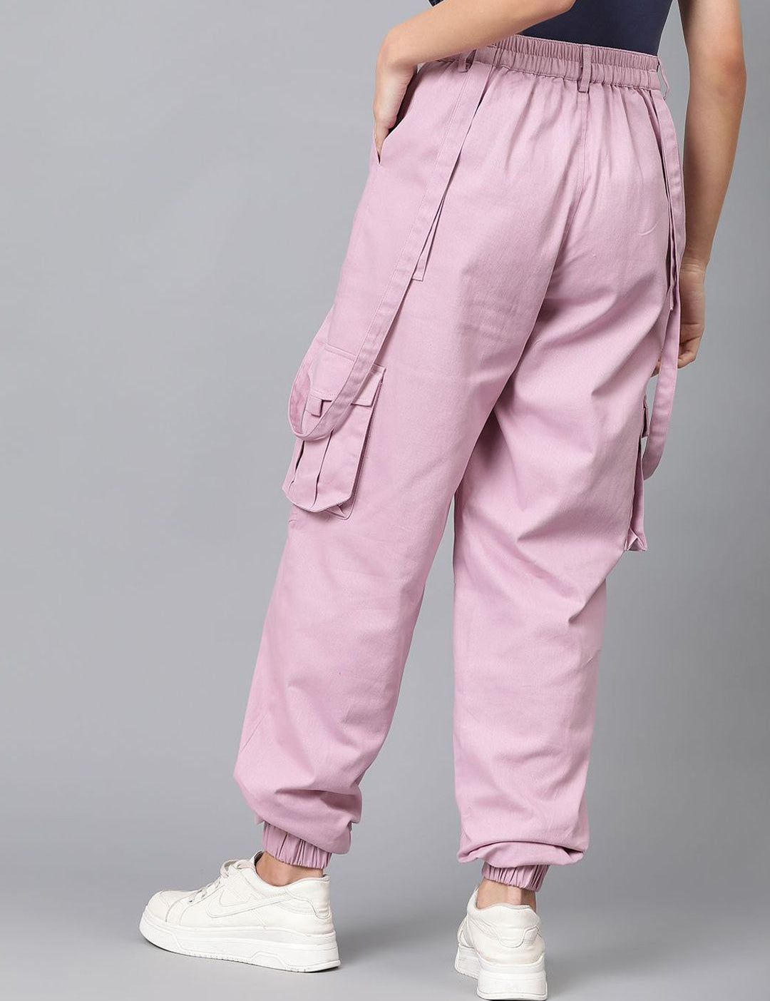 Kotty Women High-Rise Easy Wash Cotton Cargos Trousers