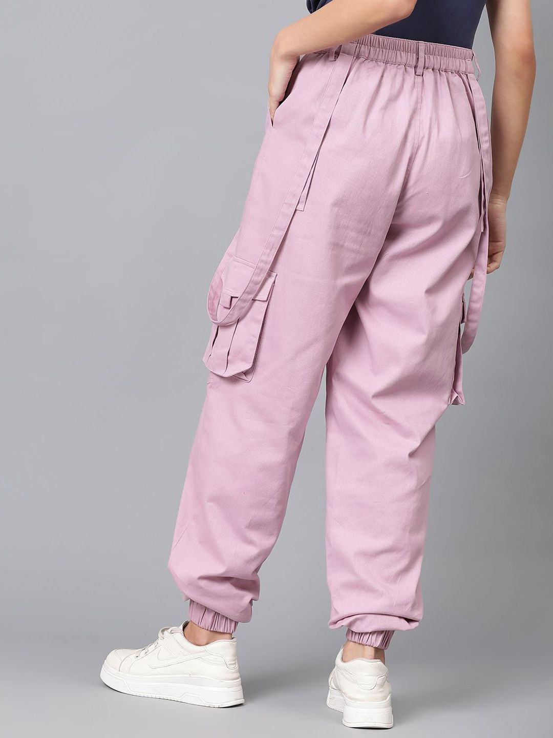 Kotty Women High-Rise Easy Wash Cotton Cargos Trousers