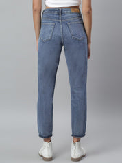 Kotty Women Blue Regular Fit Mid-Rise Low Distress Stretchable Jeans