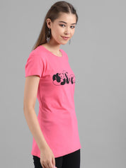 Kotty Women Pink Printed Round Neck T-shirt
