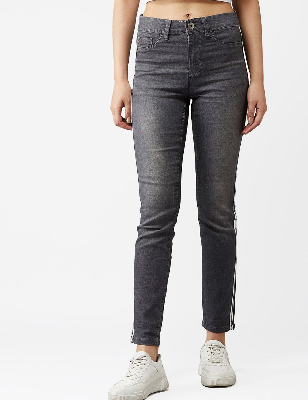 Kotty Women Grey Skinny Fit High-Rise Clean Look Stretchable Jeans