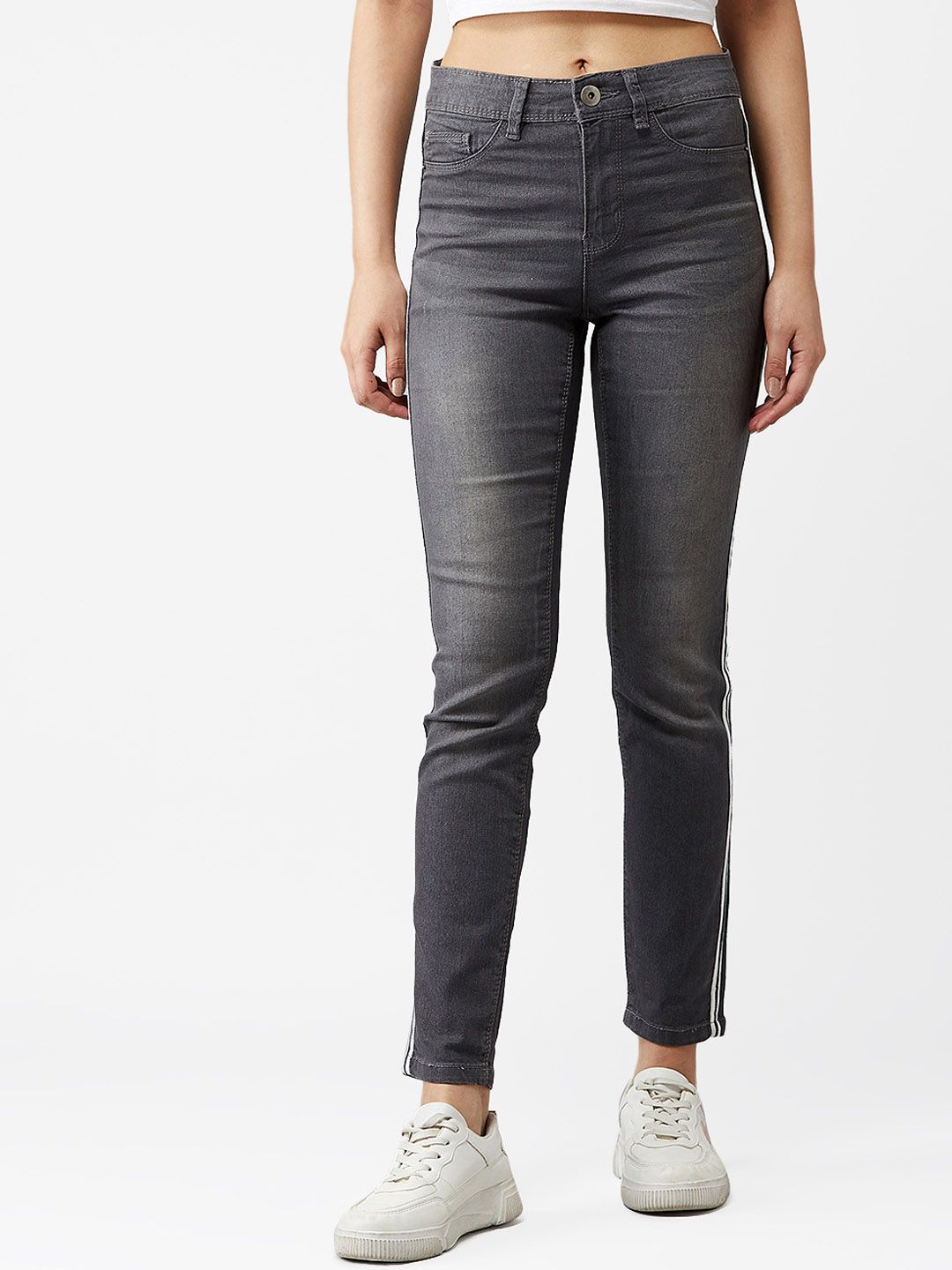 Kotty Women Grey Skinny Fit High-Rise Clean Look Stretchable Jeans