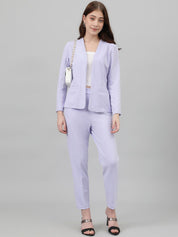 Kotty Purple Collarless Long Sleeves Blazer With Trousers
