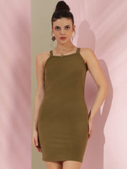 Kotty Women Solid Shoulder Straps Bodycon Dress