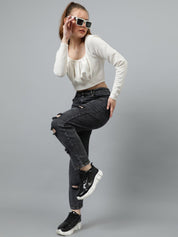 Kotty Women Grey Jean High-Rise Highly Distressed Stretchable Jeans