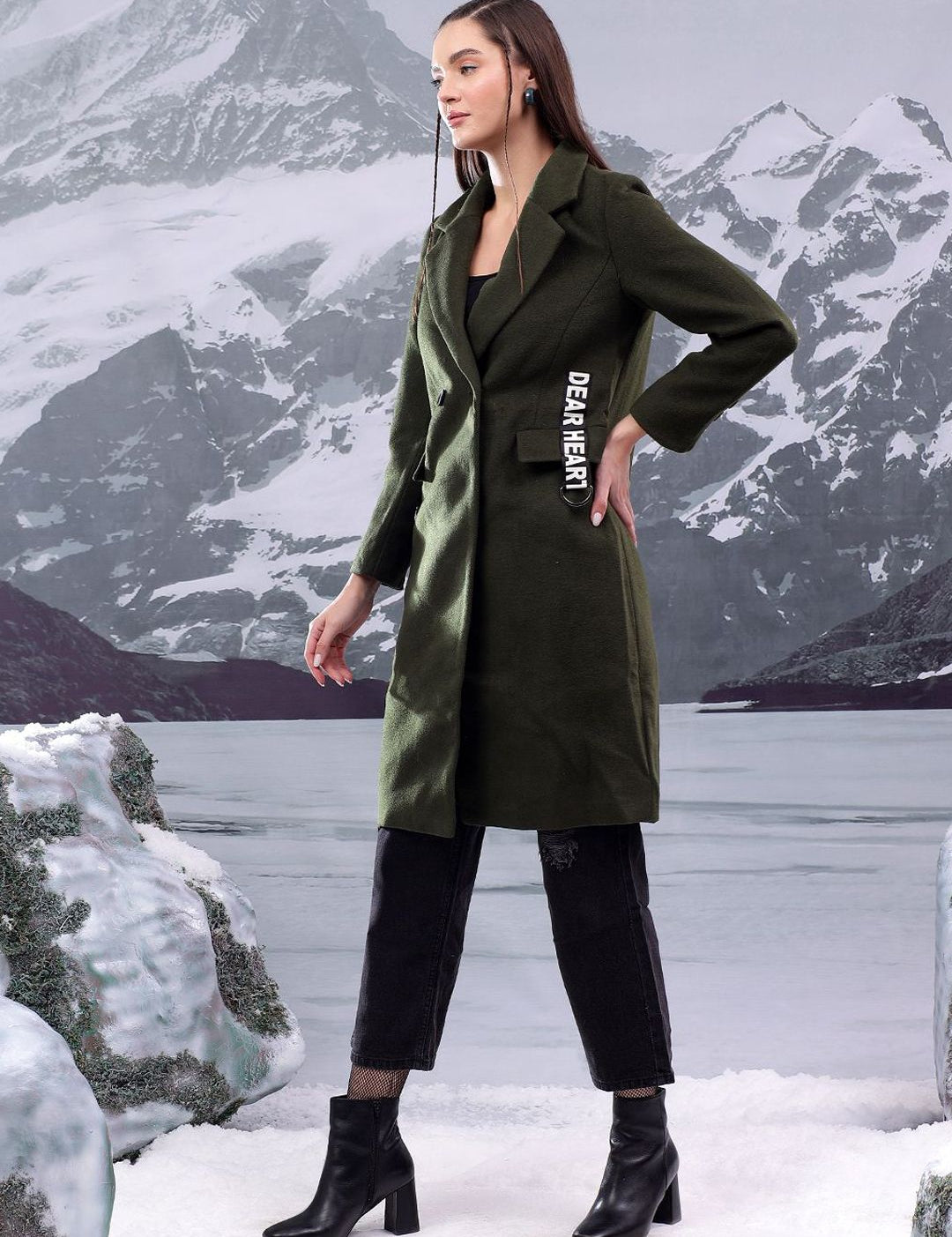 Kotty Women Notched Lapel Cotton Single-Breasted Overcoat