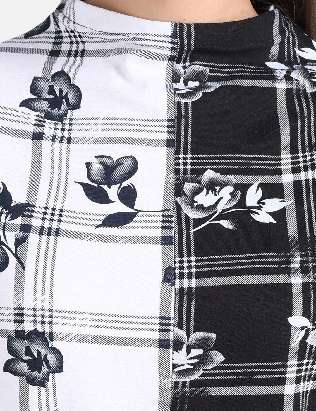 Kotty Women White Checked Pure Cotton Top