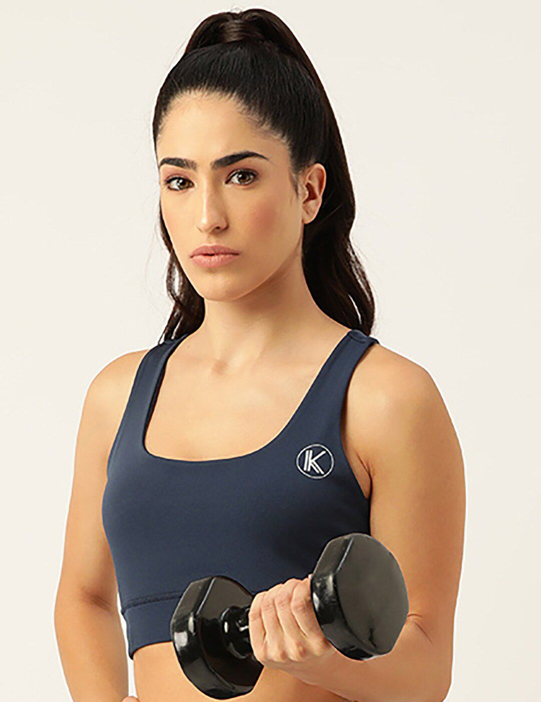 Kotty Women Navy Blue Removable Padded Underwired Dry Fit All Day Comfort Sports Bra