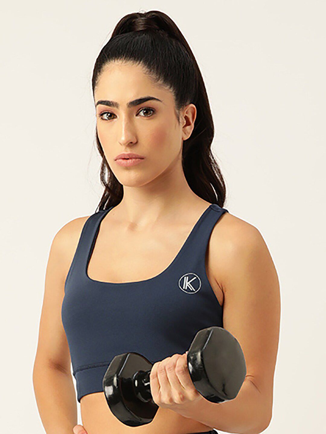 Kotty Women Navy Blue Removable Padded Underwired Dry Fit All Day Comfort Sports Bra