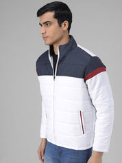 Kotty Men White Colourblocked Puffer Jacket