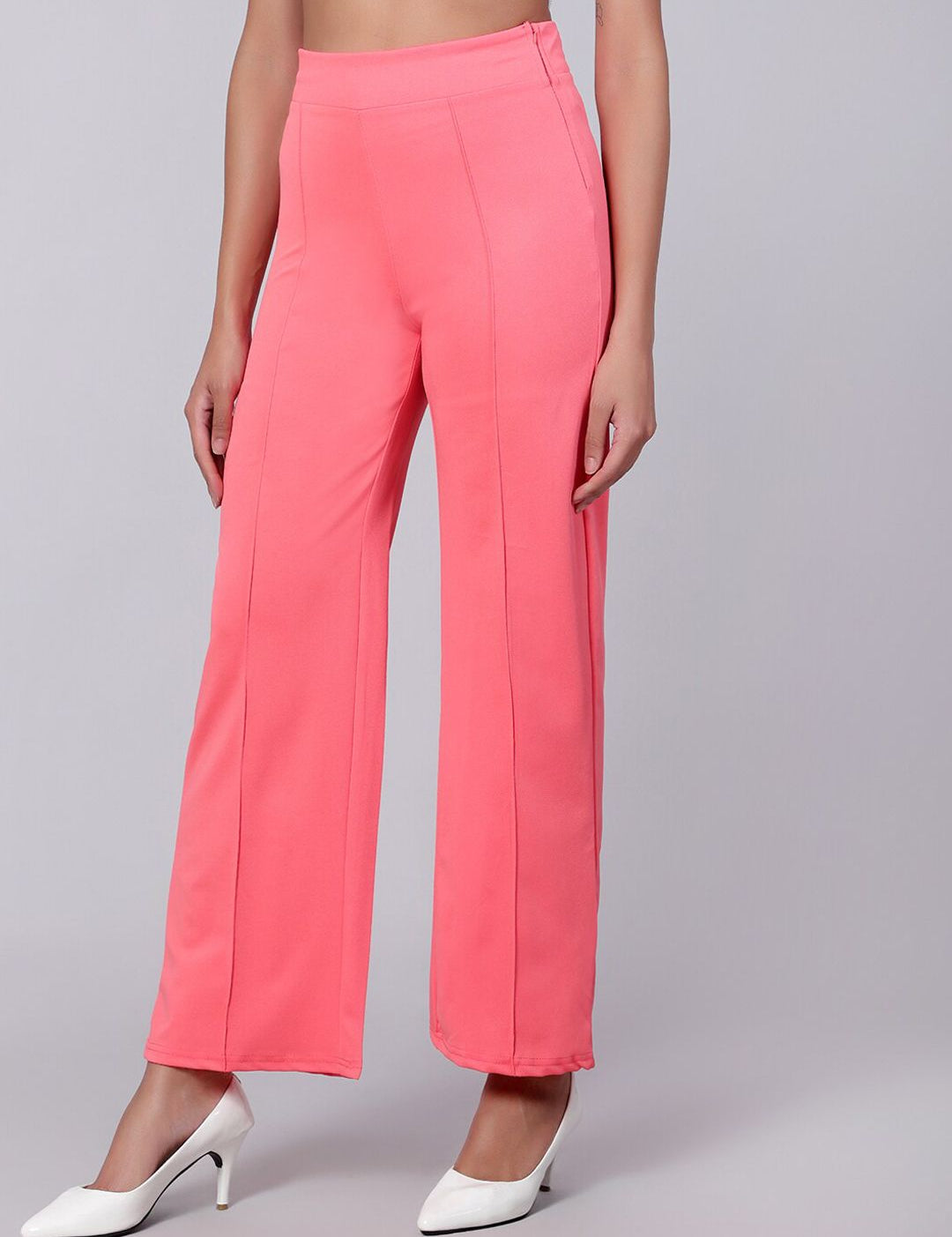 Kotty Women Relaxed Straight Fit High-Rise Easy Wash Trousers