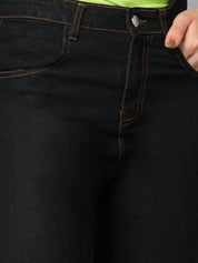 Kotty Women Jean Straight Fit High-Rise Slash Knee Cotton Stretchable Jeans