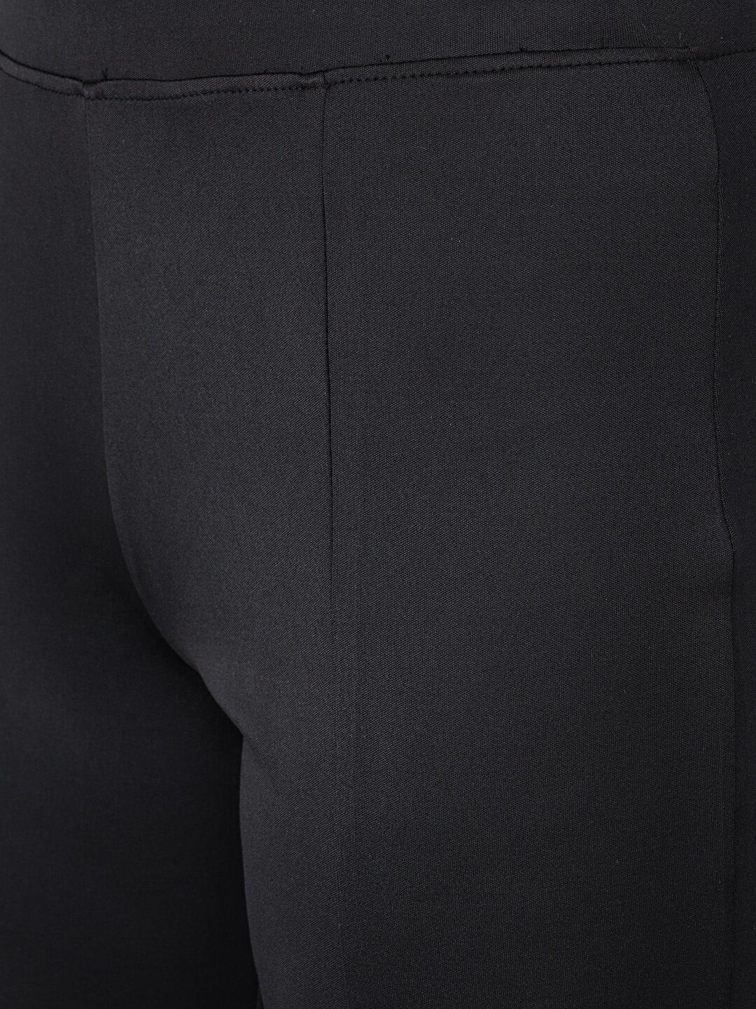 Kotty Women Black Solid Flared High-Rise Bootcut Trousers