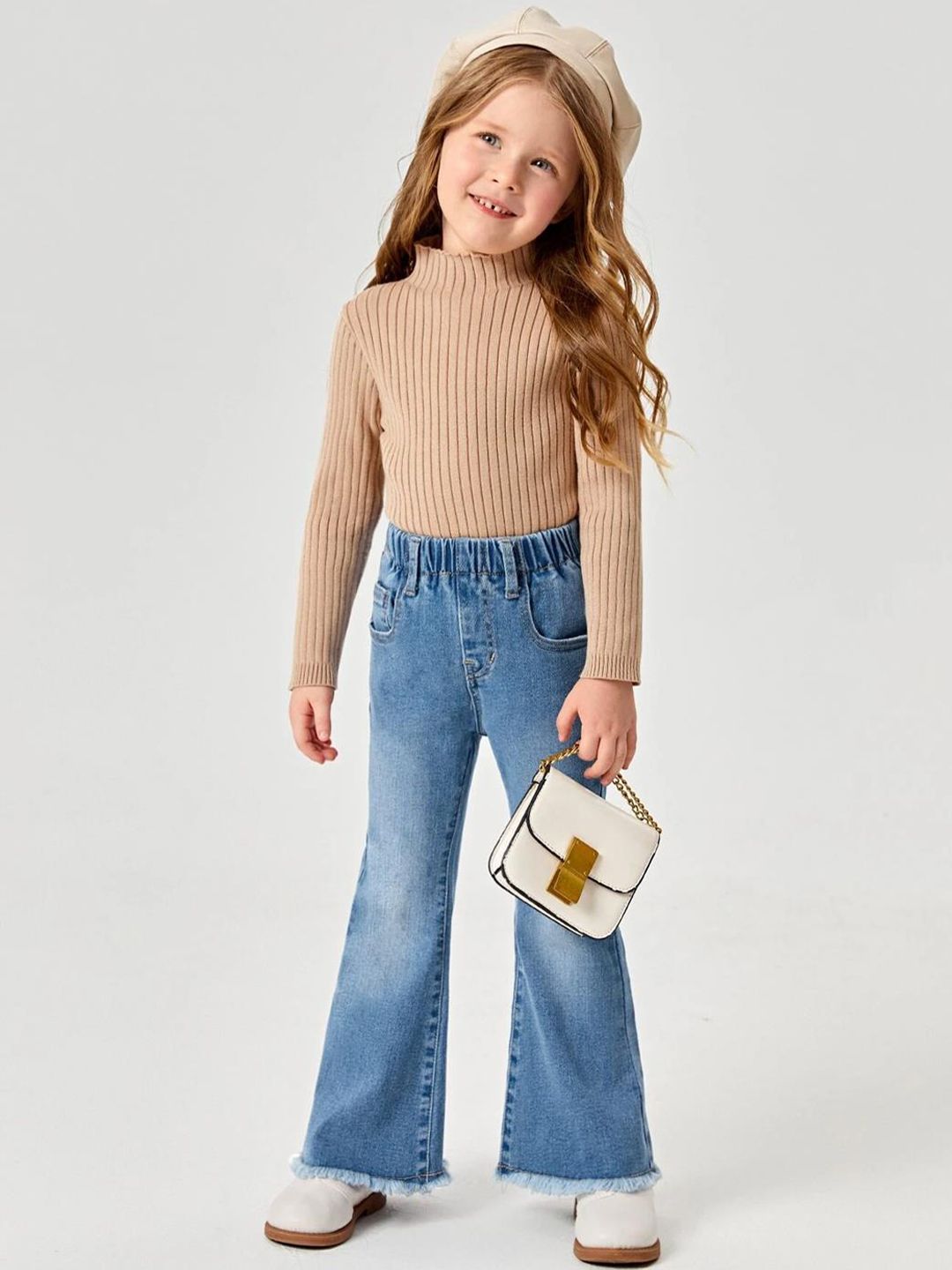 Kotty Girls Blue Jean Fit Bootcut Heavy Fade Stretchable Jeans