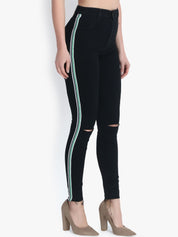 Kotty Women Black Skinny Fit High-Rise Slash Knee Stretchable Jeans