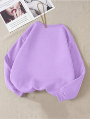 Kotty Lavender & White Graphic Printed Fleece Sweatshirt