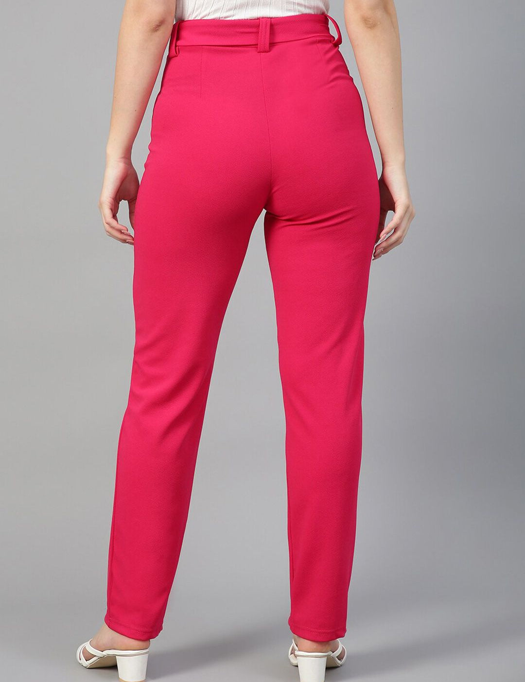 KOTTY BIZwear Women Pink Relaxed Straight Leg Straight Fit High-Rise Trousers