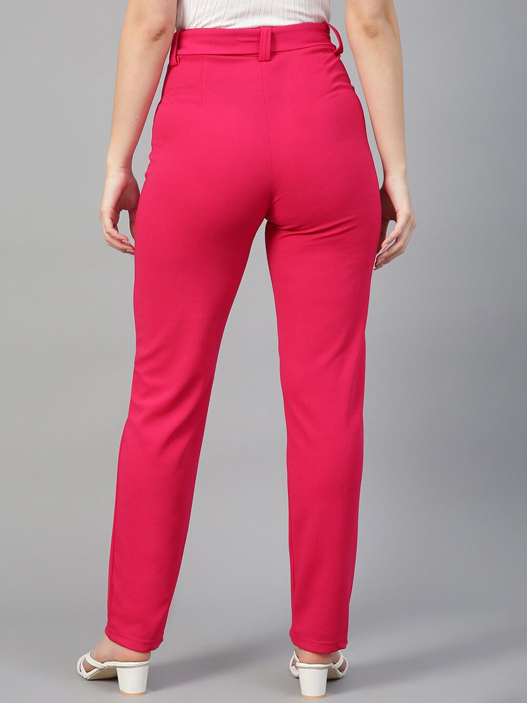 KOTTY BIZwear Women Pink Relaxed Straight Leg Straight Fit High-Rise Trousers