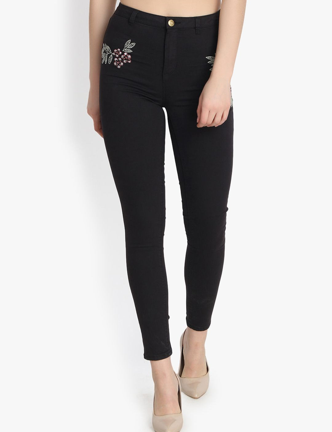 Kotty Women Black Skinny Fit High-Rise Clean Look Stretchable Jeans