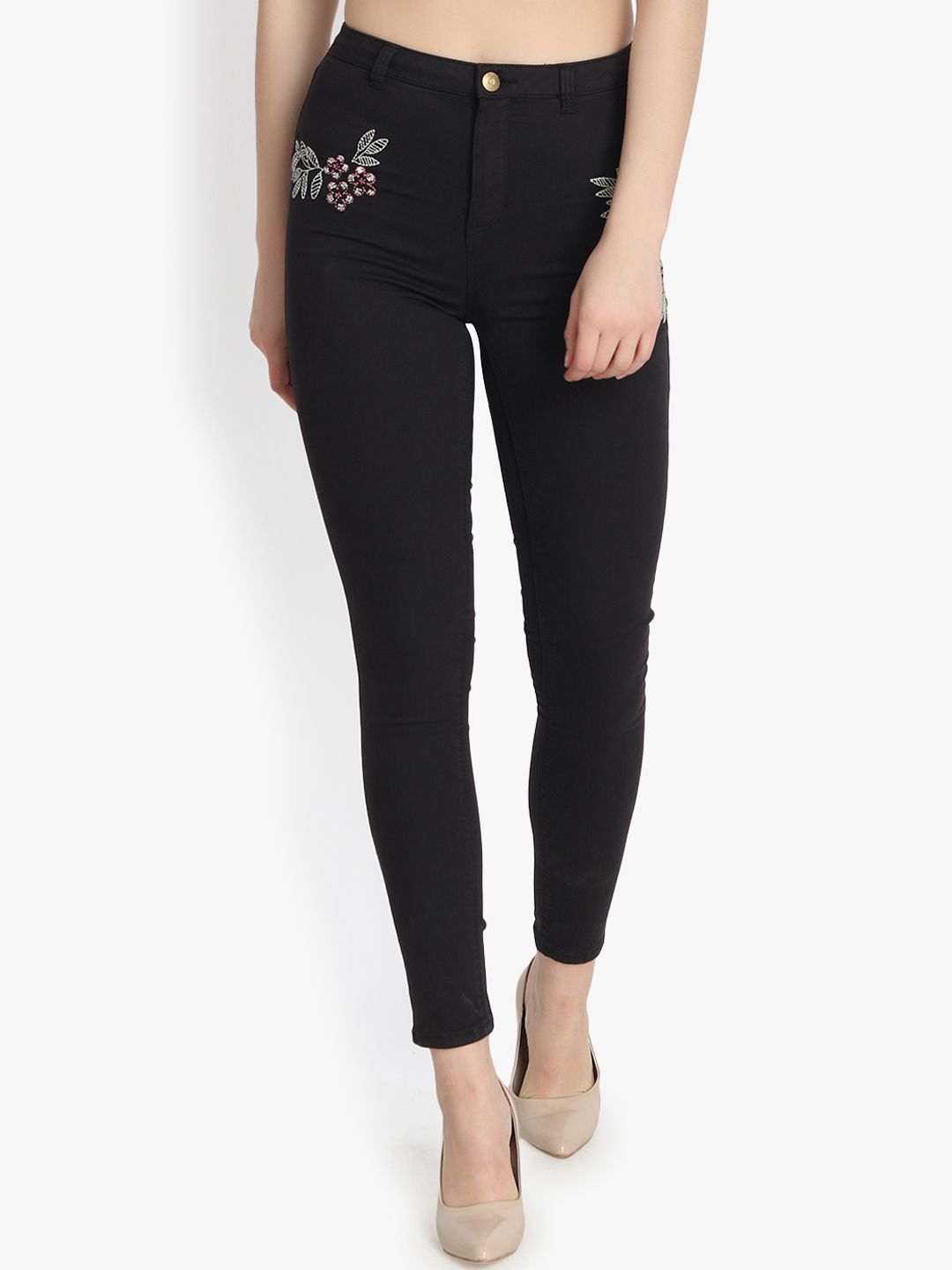 Kotty Women Black Skinny Fit High-Rise Clean Look Stretchable Jeans