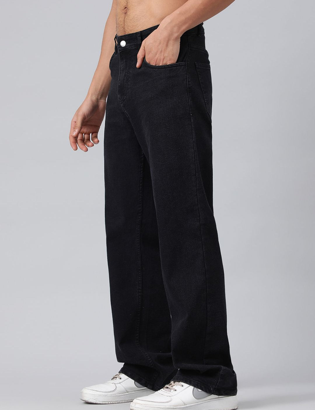 Kotty Men Black Stretchable Cotton Jeans