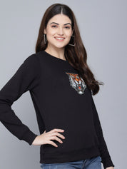 Kotty Women Black Tiger Printed Sweatshirt