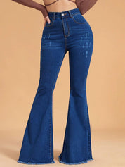 Kotty Women Flared High-Rise Low Distress Stretchable Jeans