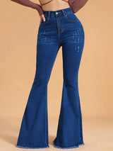 Kotty Women Flared High-Rise Low Distress Stretchable Jeans