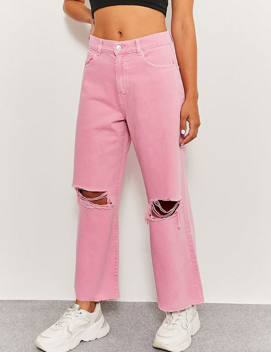 Kotty Women Flared High-Rise Slash Knee Stretchable Jeans