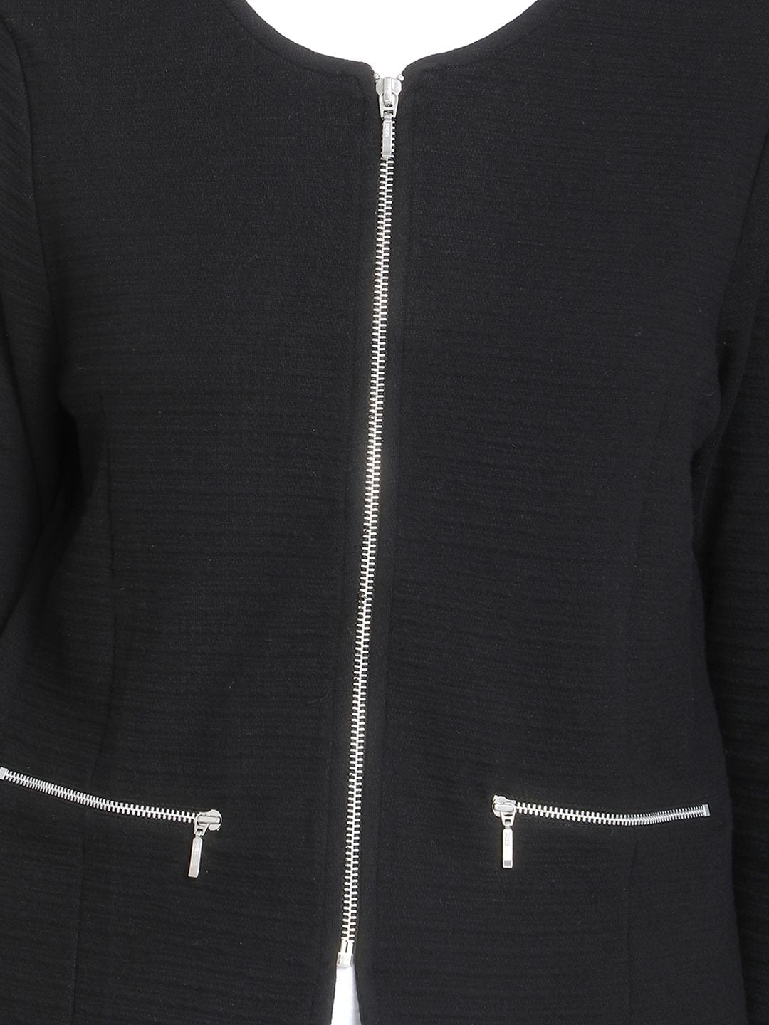 Kotty Women Black Self Design Lightweight Tailored Jacket