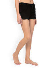 Kotty Women Black Solid Lounge Shorts KTTSLEEPSHORTS162