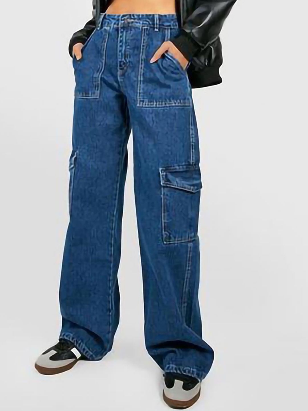 Kotty Women Blue Jean Straight Fit High Rise Clean Look Stretchable Jeans