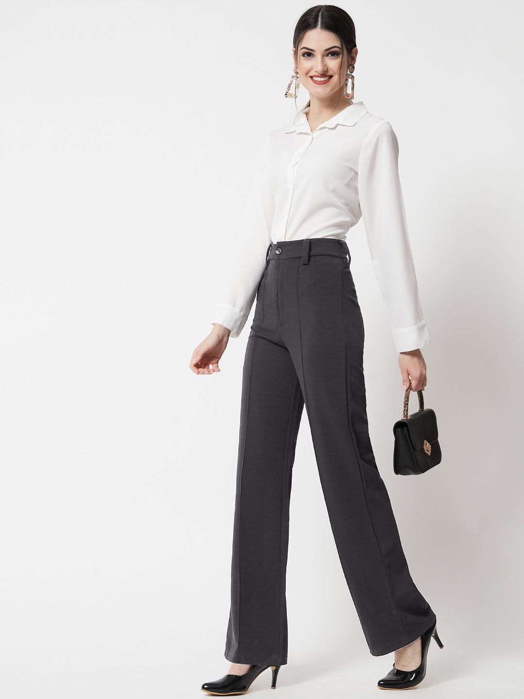 KOTTY BIZwear Women High-Rise Easy Wash Parallel Trousers