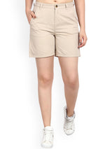 Kotty Women Beige Solid Regular Fit Regular Shorts