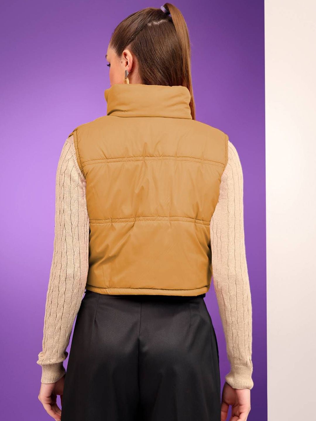 Kotty Women Stand Collar Solid Lightweight Padded Jacket