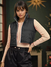 Kotty Women Stand Collar Solid Lightweight Gilet Jacket