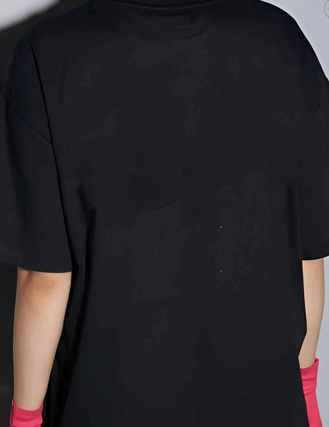 Kotty Typography Printed Drop-Shoulder Sleeves Oversized Cotton T-Shirt