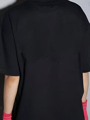 Kotty Typography Printed Drop-Shoulder Sleeves Oversized Cotton T-Shirt