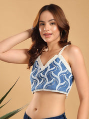 Kotty Women Embellished V-Neck Cotton Crop Top