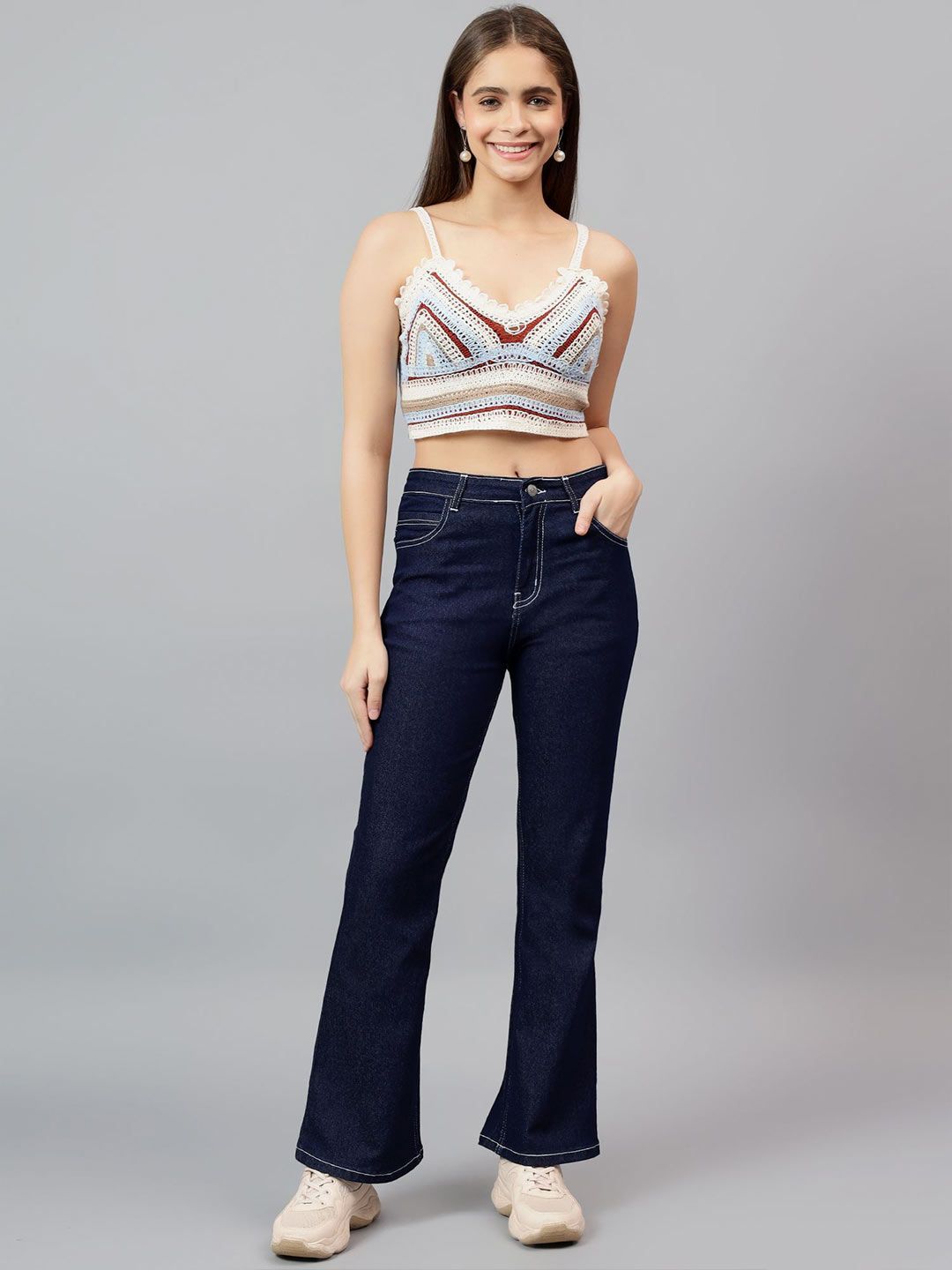 Kotty Women Self Design Scoop Neck Cotton Top