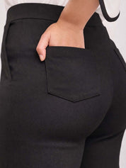 Black Straight Fit High-Rise Trousers for Women | Kotty