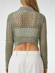 Kotty Women Long Sleeves Round Neck Crop Pullover Sweater