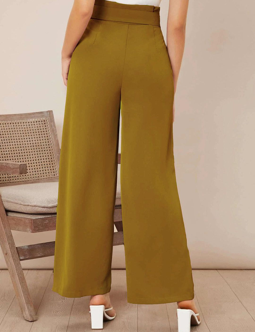 Kotty Women Wide Leg High-Rise Pleated Korean Pants Trousers