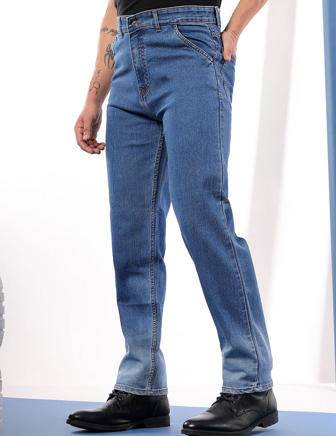 Kotty Men Comfort Regular Fit Mid-Rise Stretchable Jeans