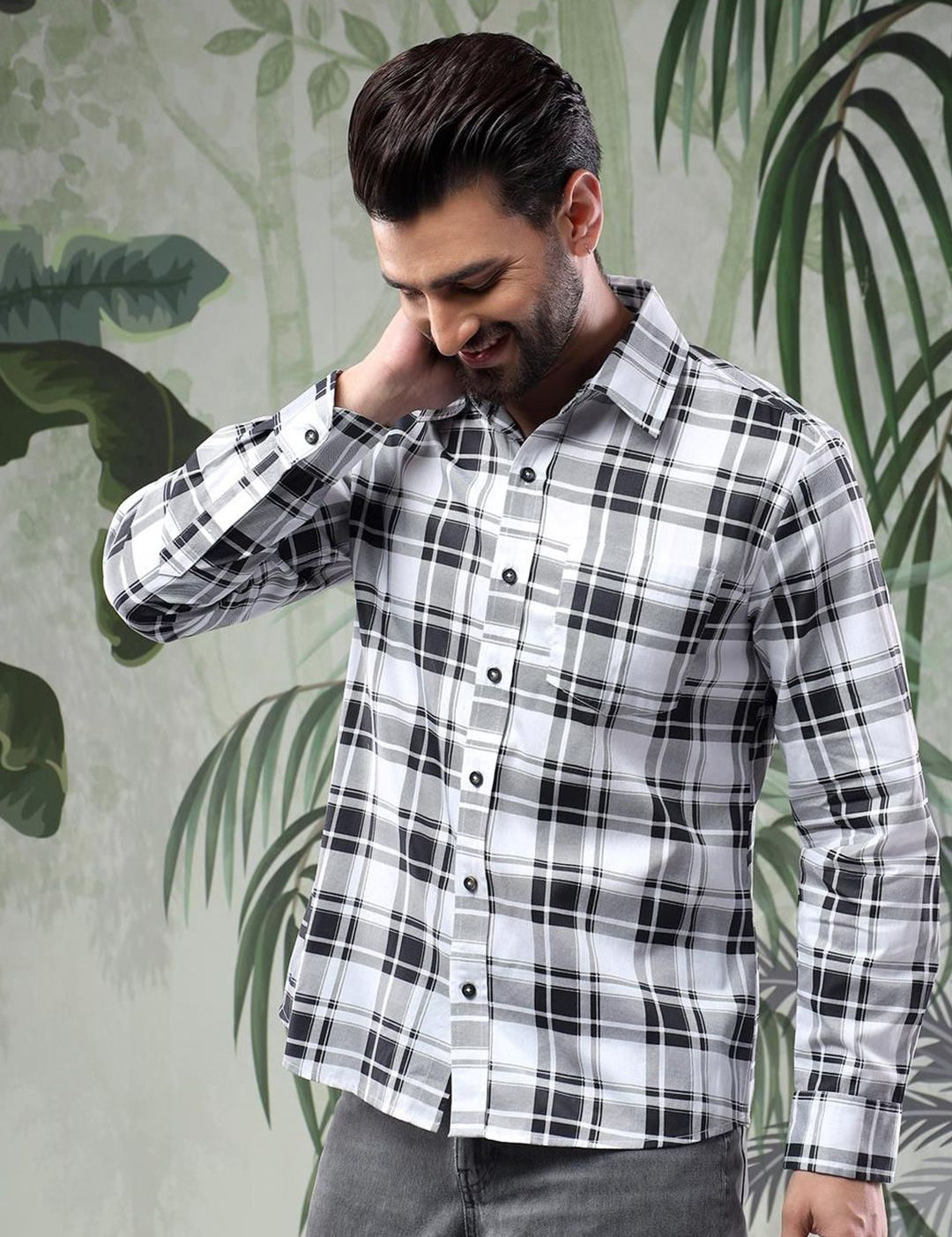 Kotty Men Tartan Checks Opaque Checked Casual Shirt
