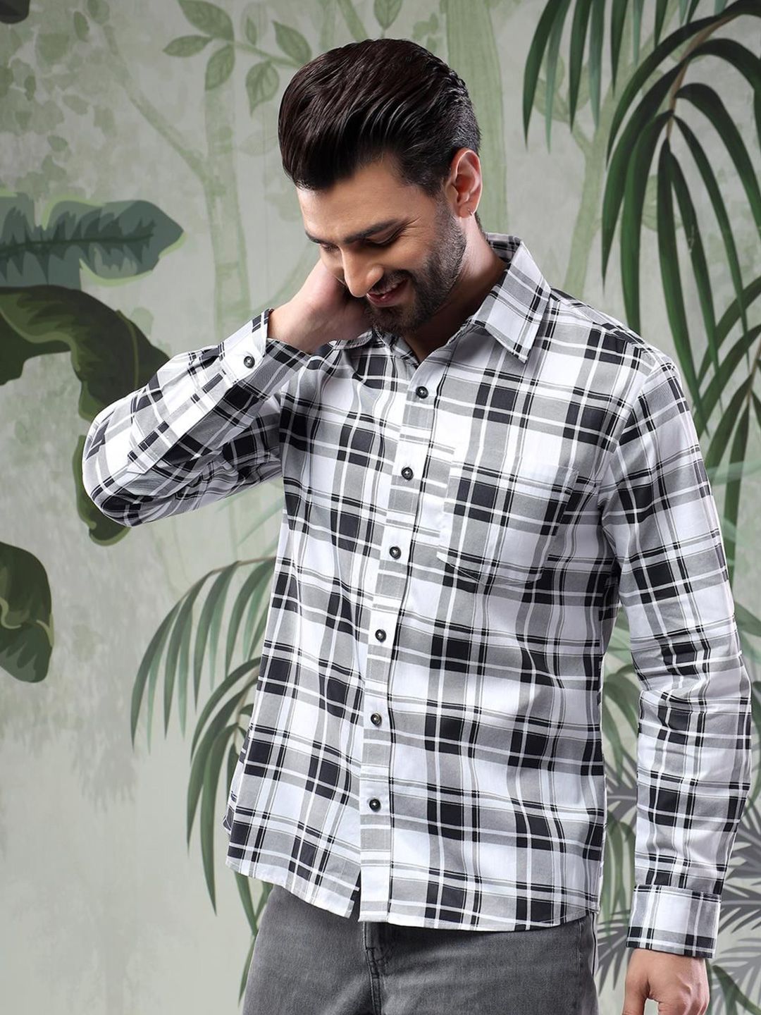 Kotty Men Tartan Checks Opaque Checked Casual Shirt
