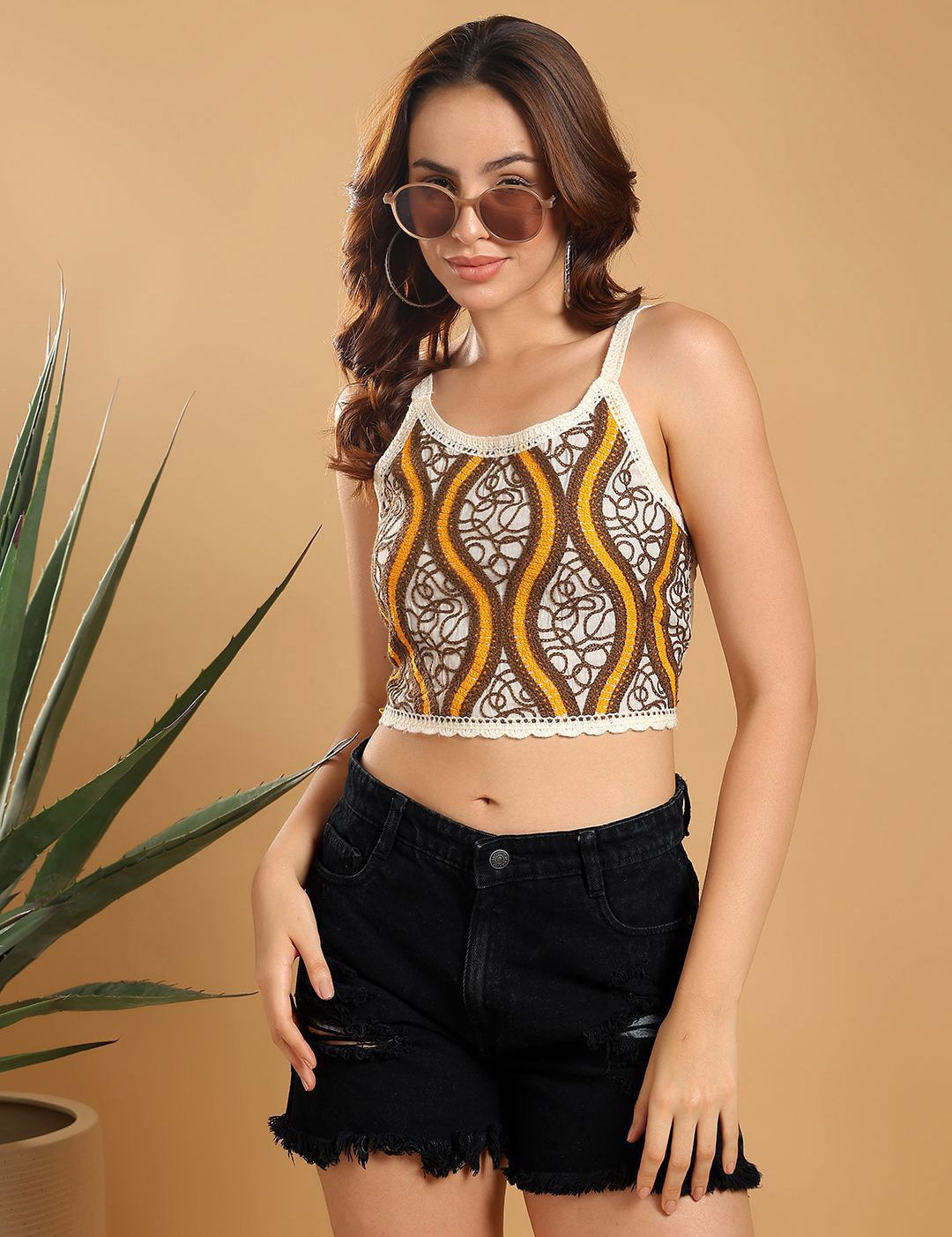 Kotty Women  Crochet  Cotton Crop Top